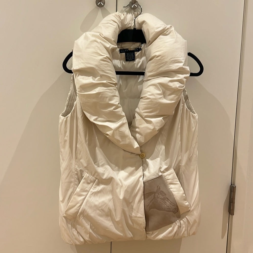 Ralph Lauren Women’s Down Vest with Horse Pocket Detail